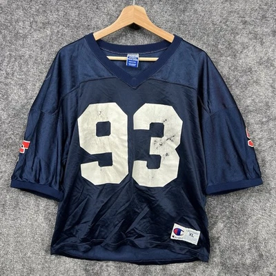 Vintage Y2K Champion Made In USA Blue White #93 Football Jersey Blank Men's XL - Image 1 of 4