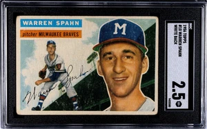 1956 Topps #10 Warren Spahn Milwaukee Braves HOF White Back SGC 2.5 - Picture 1 of 2