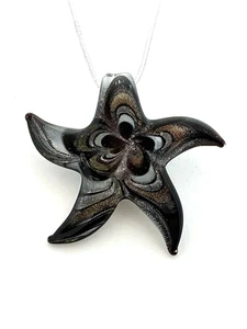 Lampwork Glass Sea Star Pendant/Ornament with 17-18.5" Silver Braided Cord - Picture 1 of 1