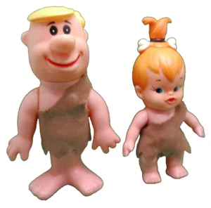 Flintstones Barney Rubble Pebbles 1970 doll plastic lot 2 Hanna Barbera - Picture 1 of 7