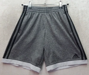 adidas Basketball Shorts Boys S Gray Polyester Black Stripe Elastic Waist Logo - Picture 1 of 6