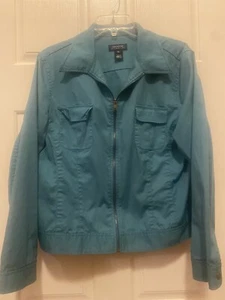 Jones New York Signature Teal Zip Up Short Jacket Size XL - Picture 1 of 3
