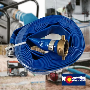 Lay Flat Backwash Discharge Hose Pool Construction Blue PVC 1.25in 25ft Pin Lug - Picture 1 of 6