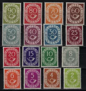 BRD Posthorn komplett Mi. - Nr. 123 - 138 postfrisch geprüft Schlegel BPP - Bild 1 von 2