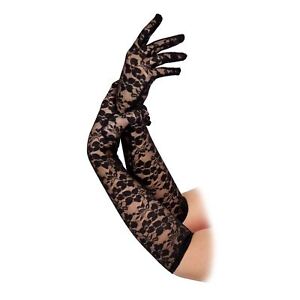 Ladies Long Black Lace Evening Gloves Fancy Dress Accessory Gothic Burlesque New