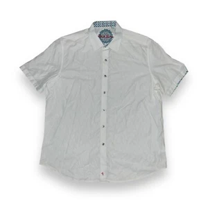 Robert Graham Short Sleeve Button Up Shirt Men’s XXL Geometric Jacquard White  - Picture 1 of 9