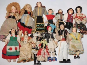 Lot 14 alte ethnische bemalte Stoffpuppen * wie abgebildet * - Bild 1 von 12