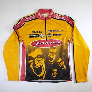 Sugoi Gold Red Jamis VTG 90s Y2K - NO SIZE TAG 1/4 Zip Cycling Jersey Shirt Top - Picture 1 of 17