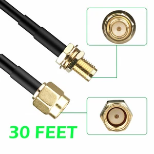 30ft WiFi Antenna RP-SMA Extension Coaxial Cable Cord for Wi-Fi Wireless Router - Picture 1 of 3