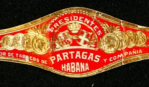499BtN-VITOLA Antigua-Old Cigar Band PARTAGAS PRESIDENTES - Imagen 1 de 3