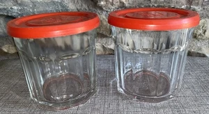 Luminarc 500 Glasses 10 Panel France Red Lid Lot Two - Picture 1 of 5