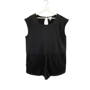Jenni Intimates Romper Large One Piece Sleepwear Shorts Black Loungewear Pockets - Picture 1 of 8