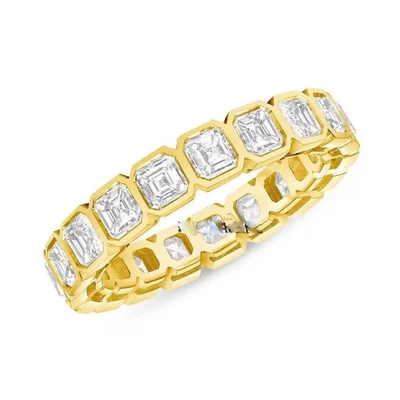 Anillo de compromiso de diamantes creado en laboratorio con corte Asscher de 2 quilates enchapado en oro amarillo de 14 quilates Foto 1 de 2