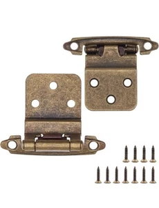 Durable Antique Brass Self-Closing Hinges - 28 Pairs for Kitchen & Bath Cabinets - Picture 1 of 7