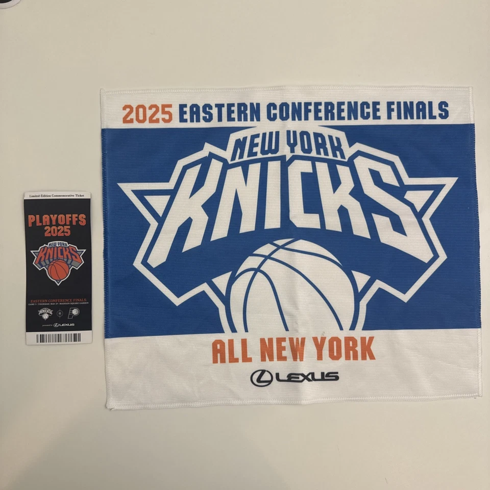 New York Knicks Toalla 2025 NBA Conferencia Este Finales Rally Toalla y Boleto Foto 1 de 4