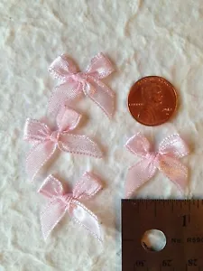10 Bows Pink Satin bow Baby Girl Shower invitations Tear Bears Wedding scrapbook - Picture 1 of 1