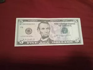 TRINARY $5 DOLLAR BILL 2013 MF 06060609 D ALMOST A PERFECT SUPER REPEATER - Picture 1 of 4