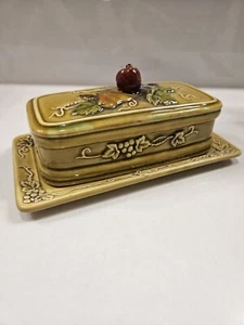 Geo Z Lefton Butter Dish "pear and apple" 1950's #3739 Vintage Collectible Z - Picture 1 of 11