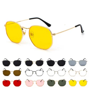 Geometric Round Metal Frame Retro Sunglasses UV400 Protection Vintage Shades - Picture 1 of 25
