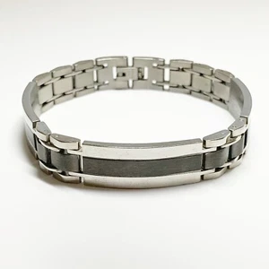 Brazalete de eslabones de cadena negro plata dos tonos Kohl’s para hombre acero inoxidable - Imagen 1 de 12