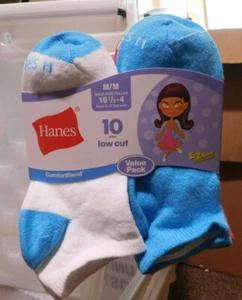 S39 Hanes Girls' Low Cut EZ Sort Socks Assorted 10 Pack SIZE M 10 1/2 - 4 MEDIUM - Picture 1 of 3