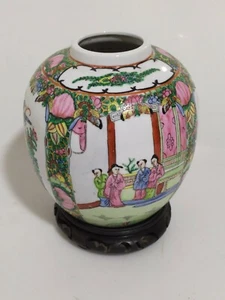 VINTAGE VASO URNA CINESE BASE LEGNO SMALTO CLOISONNE' CHINESE GINGER - Foto 1 di 8