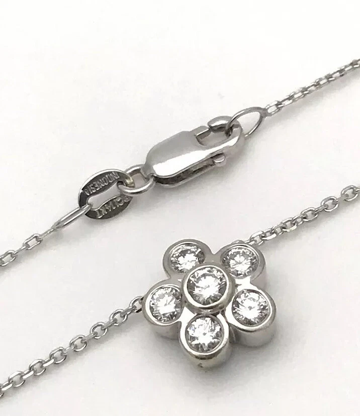 14kt White Gold .35ct(tw) Natural Round Diamond Flowe Slide Pendent/Necklace 18” - Image 1 of 4