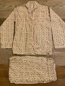 VTG 50s 60s Carole Womens 32 Small Pajama Set Flannel Floral Striped Mulicolored - Picture 1 of 12