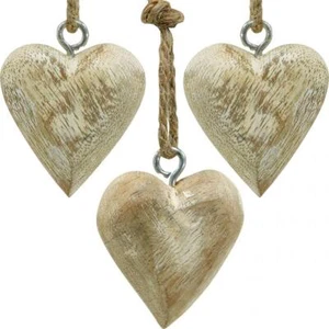 36er Set Holzherz Christbaumschmuck Vintage 4,5cm - Weihnachtsdeko Herzanhänger - Bild 1 von 3