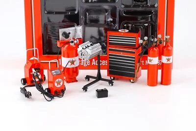 1:18 GMP Texaco Negozio Attrezzo Set #1 Diorama Accessori Rosso 18870 - Immagine 1 di 2