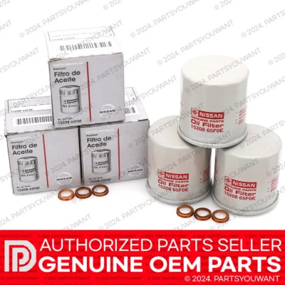 Genuine OEM Nissan Infiniti Oil Filter 15208-65F0E w Drain Plug 01M02 [SET OF 6] - Image 1 of 4