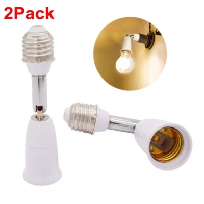 2 Pack E26/E27 Light Socket Extender 4.5 Inch Extension Adjustable Vertical 90° - Image 1 of 4