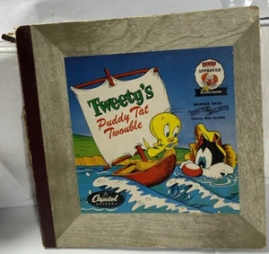 Vtg 1951 Capital Records Tweety's Puddy Tat Trouble Book/2 Records 78 RPM Tested - Picture 1 of 14