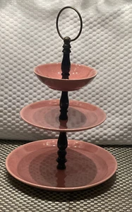 3 TIER CAKE CUPCAKE FRUIT SERVING TRAY-MAUVE/PINK DECO - Picture 1 of 12