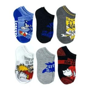 Sonic the Hedgehog 6-Pack Low Cut No Show Socks Kids Size Small Toddler 4.5-8.5 - Picture 1 of 2