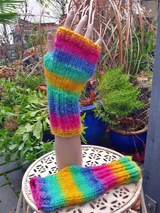 Armstulpen/Pulswärmer mit Schurwolle**regenbogen*****Unikat! - Bild 1 von 2