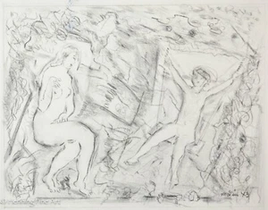 Beautiful John Marin Collotype Lithograph "Movement Fantasy," Surrealist Figures - Picture 1 of 10