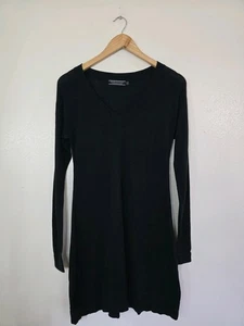 Peruvian Connection Kleid V-Ausschnitt Langarm Pima Baumwolle Gr. XS schwarz kurz - Bild 1 von 7