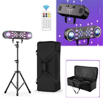 7-in-1 Double Head LED Laser Light  RGBW LED Light Stand Kit DMX for Stage Party - Image 1 of 4