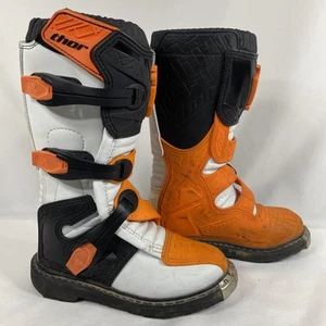 Thor Blitz Boots Youth Size 3 Orange Motocross Motorcycle Dirt Bike Riding MX - Picture 1 of 14
