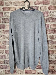 Alexandre Savile Row 100% Merino Wool Jumper Grey Crew Neck Sweater Size S - Picture 1 of 7