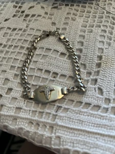 925 Sterling Medical Alert ID Curb Link Chain Bracelet 7 12” Heavy - Picture 1 of 4