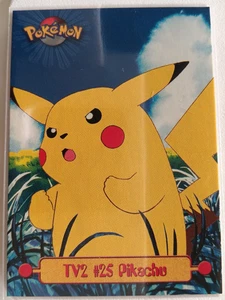 Pokemon - TV2 #25 Pikachu Topps Black Logo Non-Holo 2nd Print 1999 NM - Picture 1 of 2