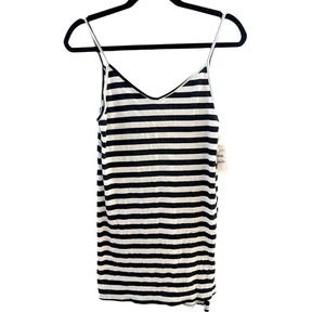 Camiseta sin mangas STEM Nordstrom negra blanca a rayas cami mezcla modal nueva con etiquetas xs suave elástica - Imagen 1 de 7