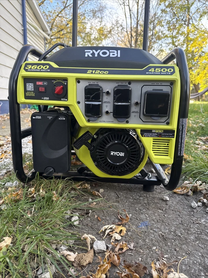 Generador portátil RYOBI 3600 arranque de retroceso alimentado por gasolina con apagado de CO Foto 1 de 4