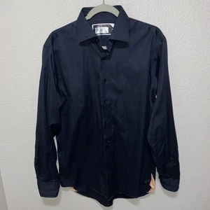 Lorenzo Uomo Men’s Dress Shirt Size L Black - Picture 1 of 6