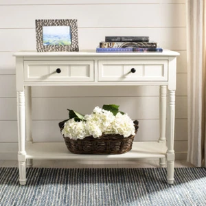 SAFAVIEH Samantha 2-Drawer Console Table | Distressed Cream | - Picture 1 of 8