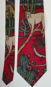 Silk Tie Men World Wildlife Fund Panther Eagle America Animal Neck Tie 1993 - Picture 1 of 2
