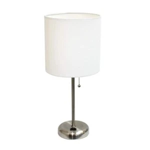 White Lamp Shade With Metal Base Drum Rounded Light Cover Bedside Lighting - Picture 1 of 3