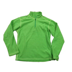 Patagonia Sweater Girls Medium Fleece Long Sleeve 1/4 Zip Stripes Green Pullover - Picture 1 of 9